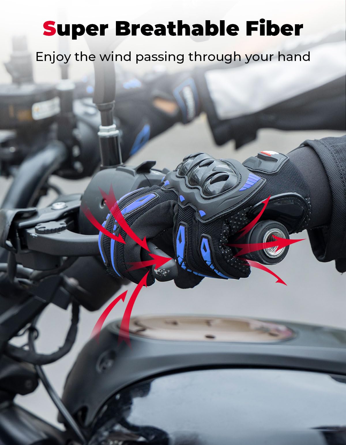 KEMIMOTO Motorcycle Gloves Men, Motorcycle Gloves Summer with Knuckle Protector and Touchscreen, Breathable Outdoor Gloves for Men and Women, for Motorcycle, Bicycle, Scooter, Hunting