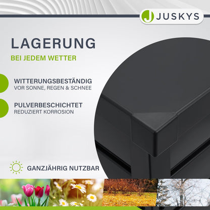 Juskys Metal Storage Box Limani 380 liters - Outdoor Box - waterproof, lockable - Garden Box, Cushion Box, Pillow Box for Garden Anthracite
