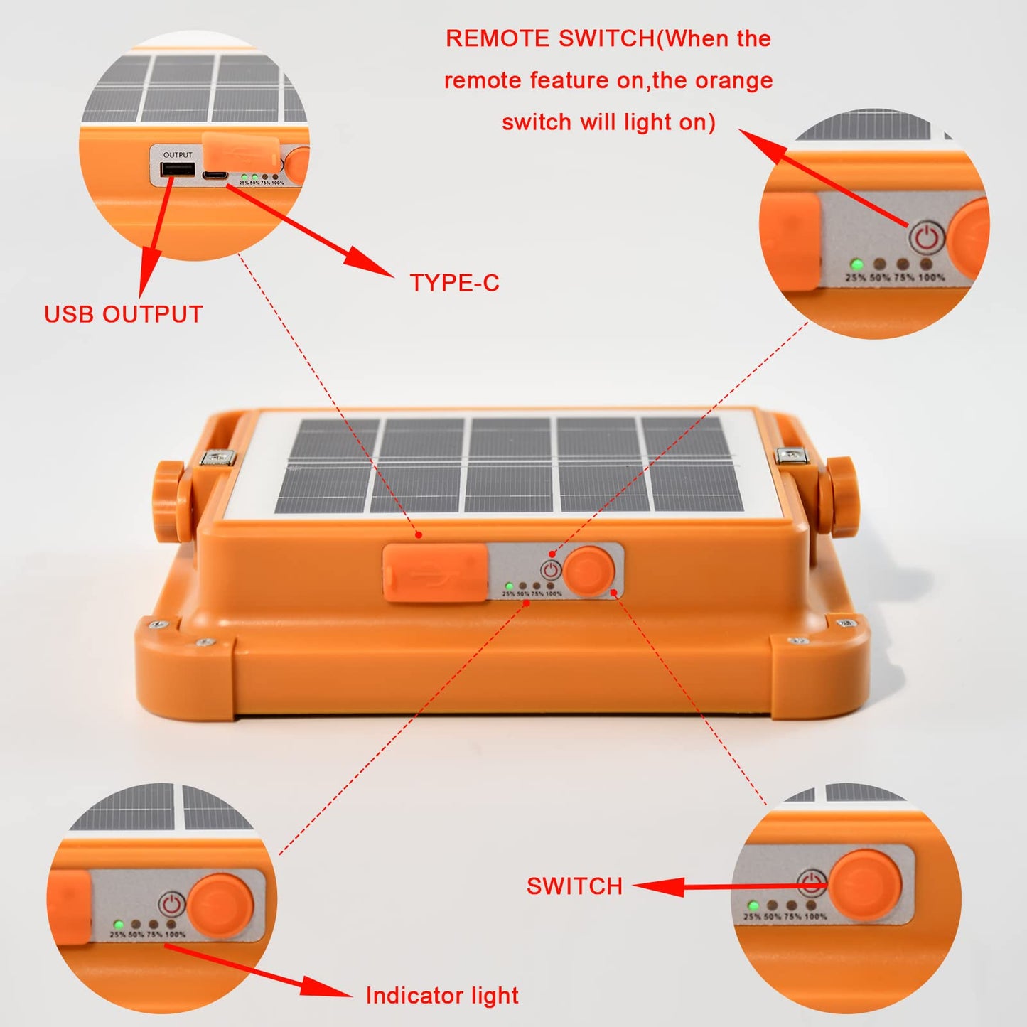 CosyEasy 100W LED construction spotlight solar rechargeable, battery work light portable camping lamp with 16500mAh power bank, 10000 lumens for construction site garage workshop for fishing emergency construction site garage.