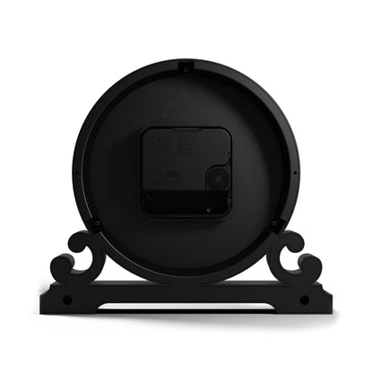 JONES CLOCKS® Saloon Mantel Clock | Traditional double bell design | Black | Roman numerals | Classic style for desk, table, shelf, or nightstand