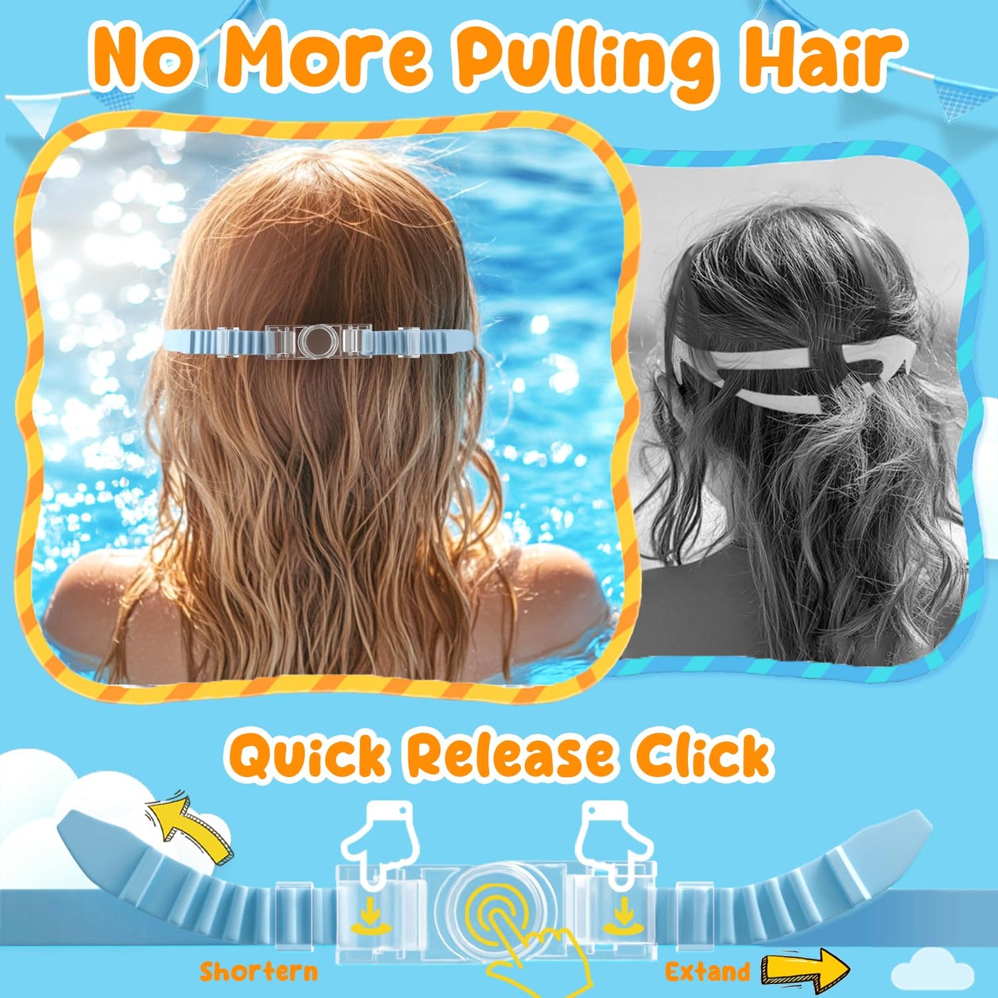 COOLOO Kids Swim Goggles, 2-Pack Children's Diving Mask Age 4-14, 【Patented】 Anti-Fog, UV Protection, NO Leaking Adjustable Silicone Swimming Goggles for Kids, Girls, Boys