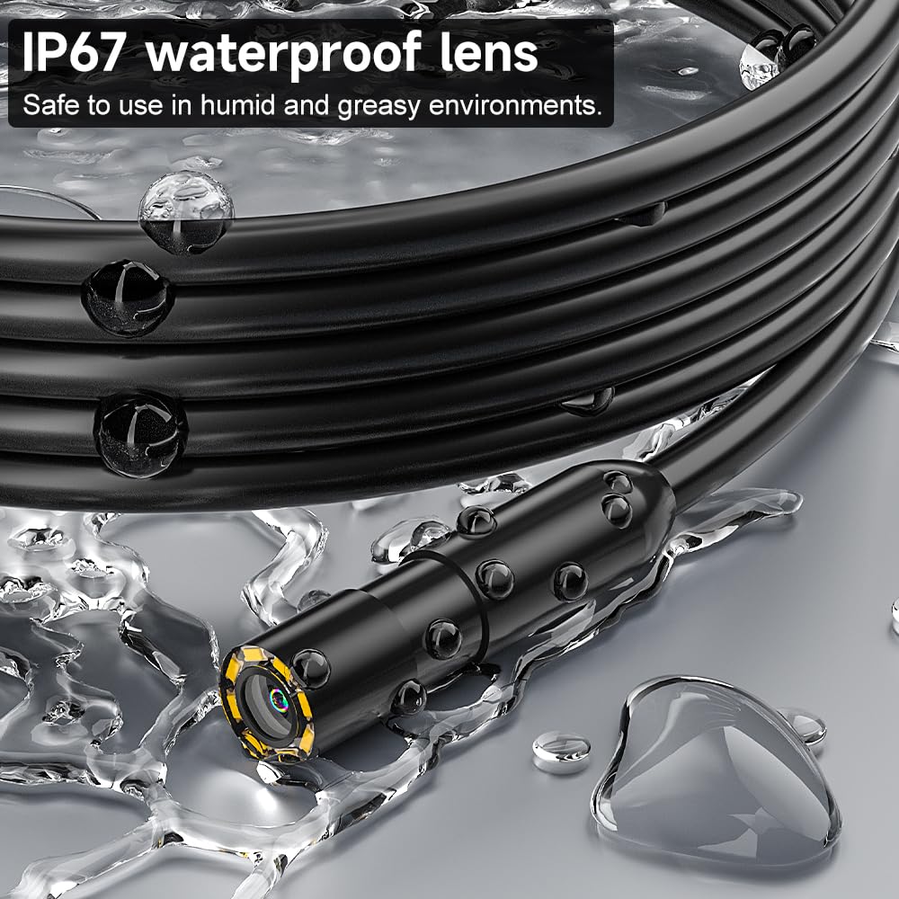 ILIHOME endoscope camera with light, industrial endoscope inspection camera 4.3 IPS screen waterproof snake camera pipe camera channel endoscope camera with 8 LED lights-5M