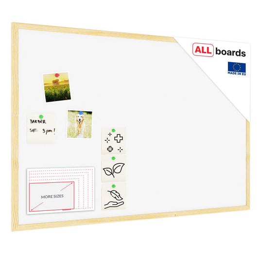 ALLboards White Pinboard with wooden frame 90x60cm Cork board Cork wall Pin board Cork
