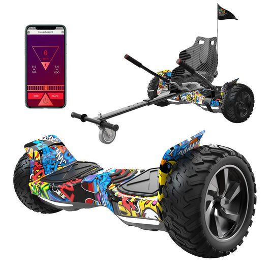 RCB Hoverboards SUV with Seat Hoverboards Off-Road, App-enabled Bluetooth Hoverboards, 8.5'' Hummer + Hoverkart Go Kart for Self Balancing hoverboards, Gift for Kids