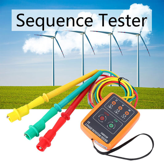 3 Phase Rotation Tester, SM-852B 60V~600V AC Sequence Order Display Tester 20Hz-400Hz, AC Sequence Display