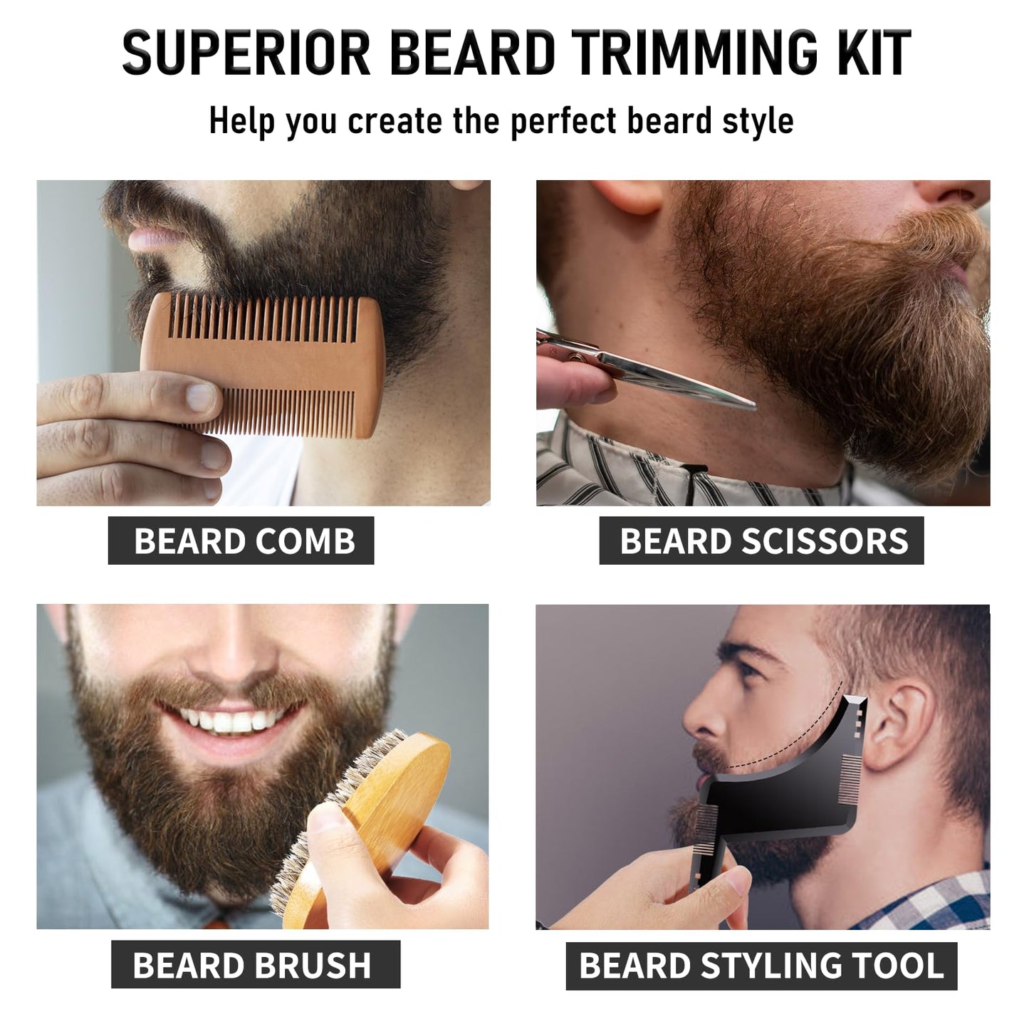 Upgraded beard care set for men, 11 in 1 beard growth kit includes beard shampoo, beard oil, beard balm, beard comb, beard scissors, etc. Gift set for men for Christmas, Valentine's Day, Father's Day.