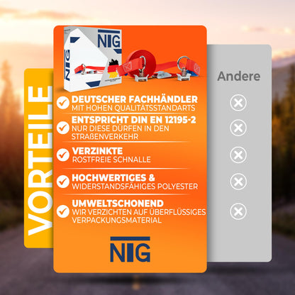 10 pieces | lashing strap | tie-down strap | with ratchet buckle | ratchet strap for airline rail | 5 m | 25 mm wide | 300 KG | tie rail | according to DIN