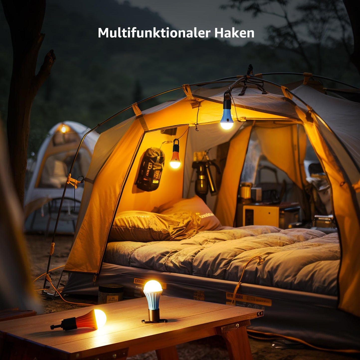 Rechargeable camping lamp, Lepro camping accessory tent lamp bulb emergency light, 7 lighting modes, 2 pieces for camping adventure fishing garage emergency power outage