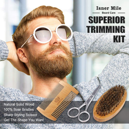 Upgraded beard care set for men beard growth care & trimming with hair conditioner beard oil, beard balm butter wax, beard brush, beard comb, beard scissors, best perfect gift