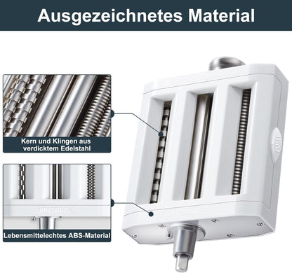 Pasta Attachment Accessories Set for KitchenAid Artisan - 3 in 1 Pasta Machine KitchenAid includes pasta roller, spaghetti cutter, fettuccine cutter (Artisan not included, Accessories only) - Pure White