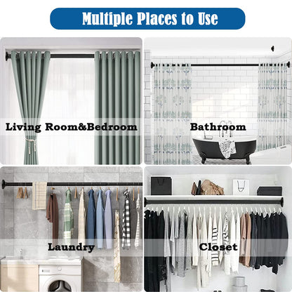 Automg Curtain Rod Extra Long Shower Rod without Drilling Telescopic Rod Curtain Rod for Bathroom, Bedroom White (205-260CM Φ32mm)