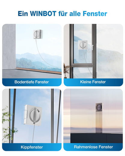 ECOVACS WINBOT W2 window cleaning robot, edge cleaning mode, triple nozzle water sprayer, 10-level safety system, app control, Winbot Electric