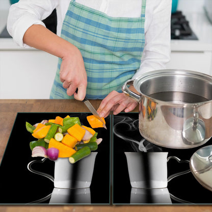 SMTDeco stove cover glass ceramic hob cover hob cover hob plate covers induction hob 2 x 40x52 cm two-piece coffee black