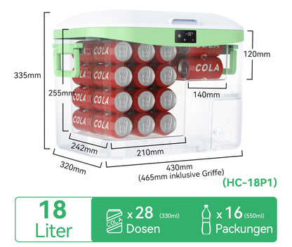 BINGI Compressor Cooler 18L Portable 12V Car Fridge 12/24V DC and 230V AC Mini Freezer for Car, Truck, Camping, RV, and Home (15℃ to -18℃)