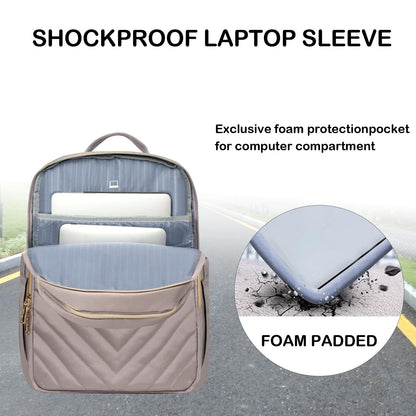 VANKEAN 15.6 inch Laptop Backpack for Women, Waterproof School Backpack for Men and Women with USB Charging Port for University, Business, Work, Travel, Camping, Pink