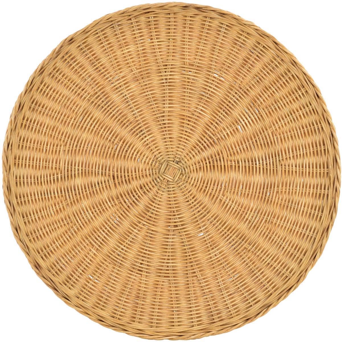 Basket-Outlet Rattan Table/Side Table Round/Coffee Table Rattan Table Shelf (Honey)