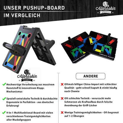 ALPHASKIN Premium Push-Up Board Set I Enhanced Concept 2023 I Push-Up Handles Home Workout I 9 in 1 Push-Up Bar I Home Gym I Fitness Equipment for Home