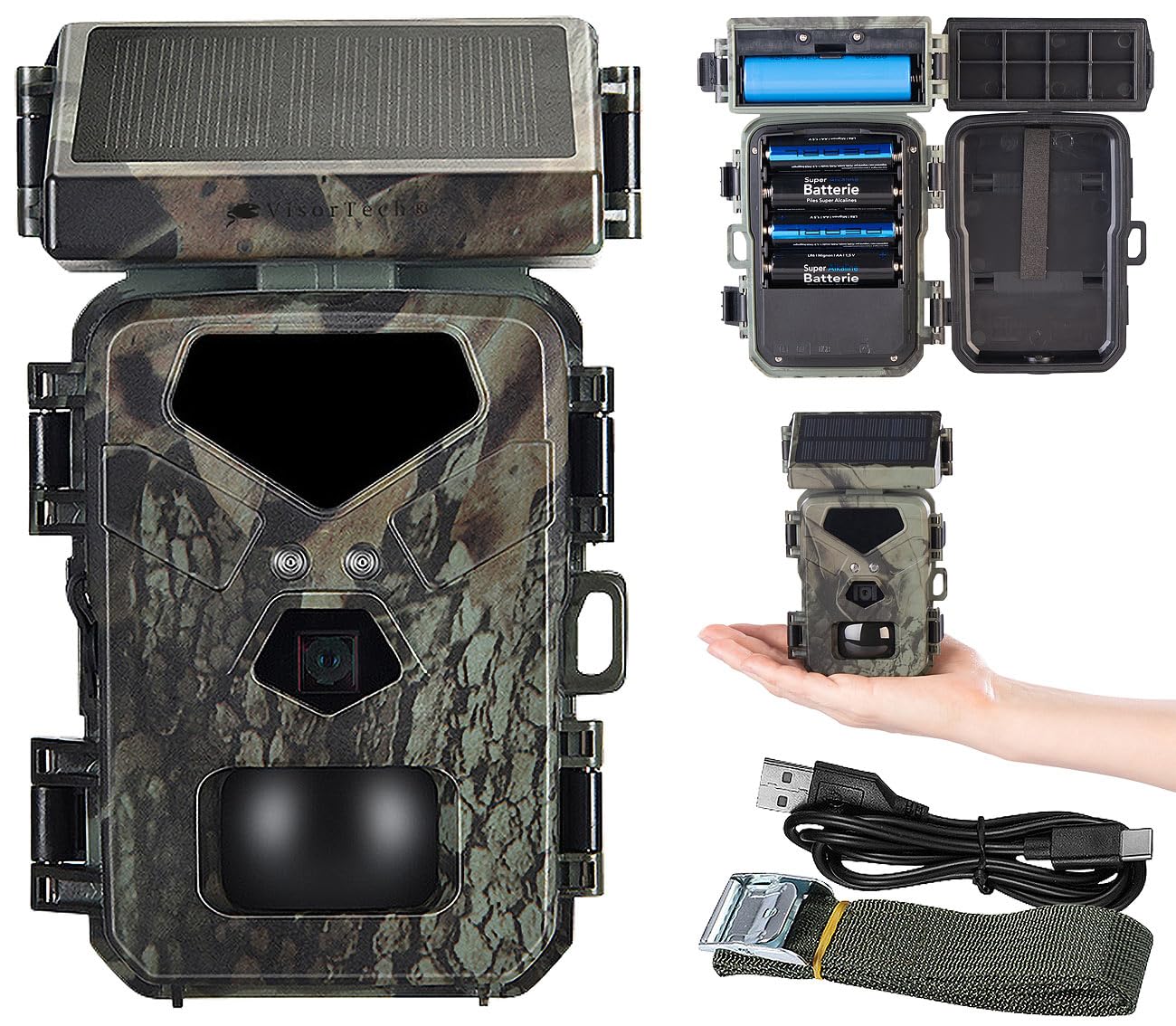 VisorTech wildlife cameras: WLAN 4K wildlife camera with solar panel, high-power no-glow LEDs, app (wildlife camera with solar, night vision, wildlife)