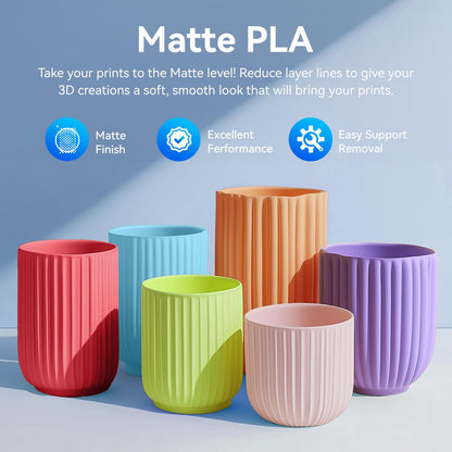 JAYO Matte PLA Filament 1.75mm, 3D printer Filament, neatly wound, +/- 0.03mm accuracy, 1.1KG spool (2.42 LBS), 2 pack, totaling 2.2KG, Black+ Black.