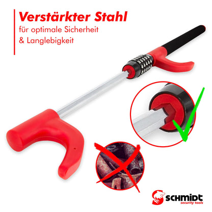SCHMIDT security tools Steering Wheel Lock, Extra Long Steering Wheel Lock, Immobilizer, Car Theft Protection, Steering Wheel Lock with Keyless Combination Lock for Cars, RVs & Trucks