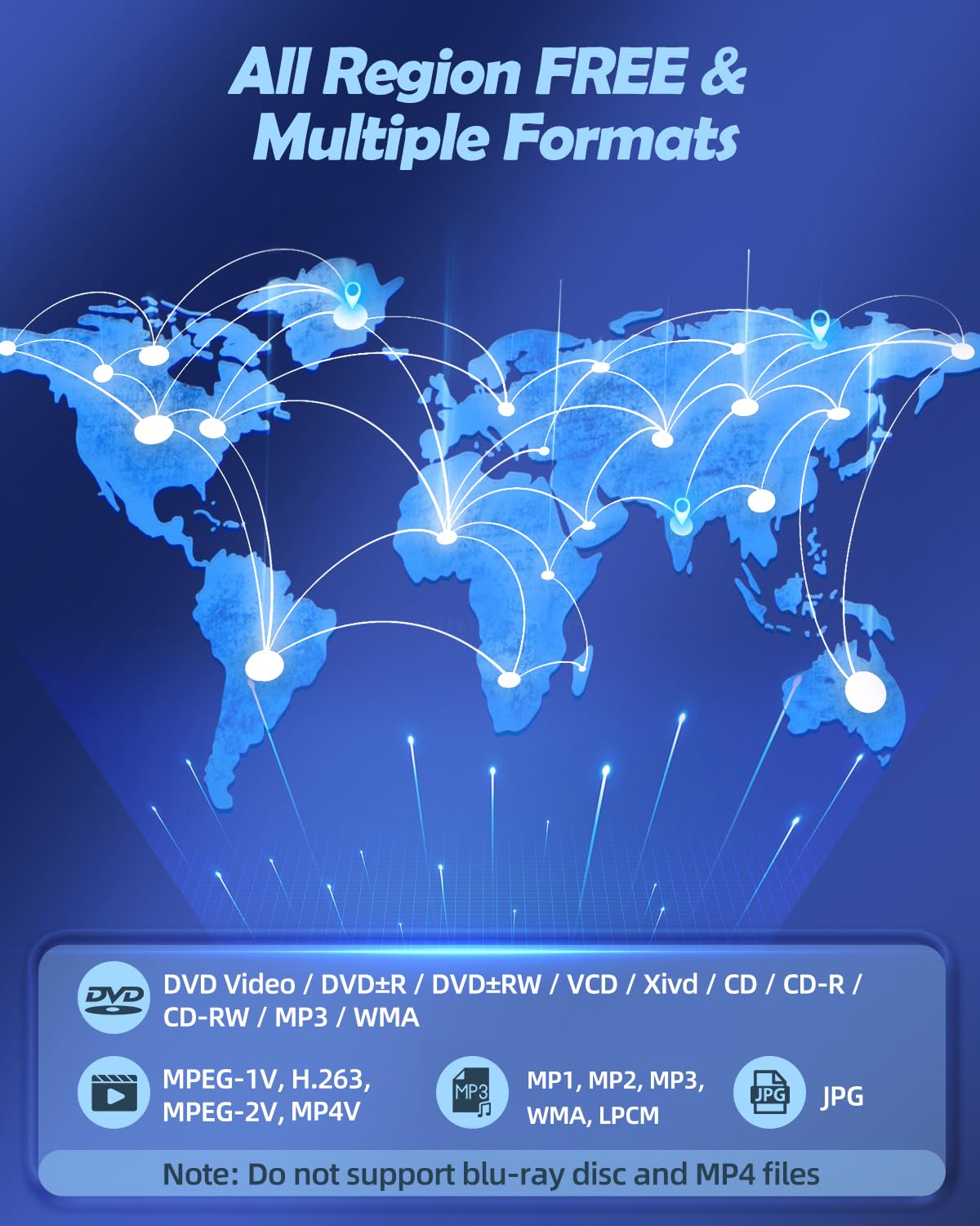 Arafuna DVD Player, All Region Free DVD Player for TV, DVD/CD Player with HDMI 1080P, AV Output, USB Input, Remote Control, AV Cable, PAL/NTSC Compatible.