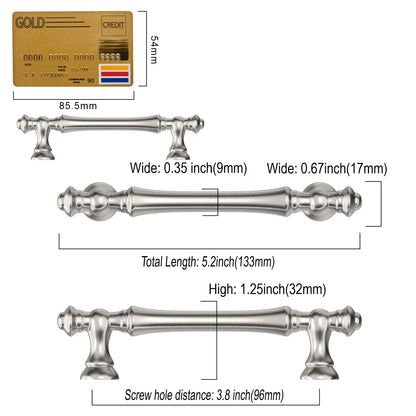 Amerdeco 10 Pack Furniture Handles Brushed Nickel, 96mm Hole Centers, Zinc Alloy Drawer Pulls & Cabinet Handles for Kitchen Cabinets & Wardrobes UK0017