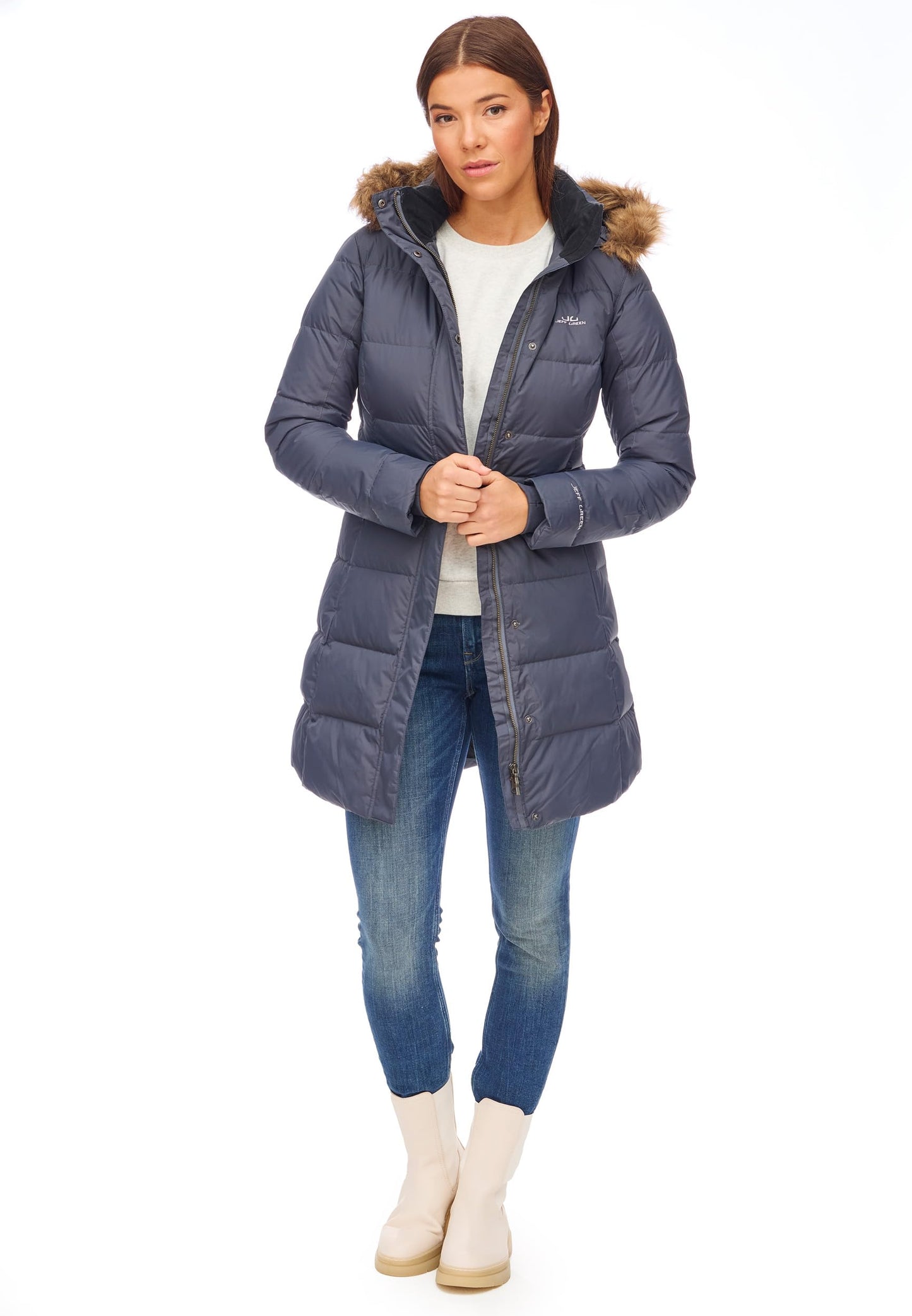 Jeff Green Women's Breathable Waterproof Down Outdoor Parka Fely, Color: Dark Grey, Size: 40