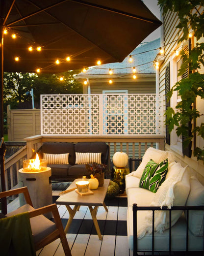 Woolmug outdoor string lights, 23m long with 30+3 G40 LED bulbs, waterproof for Christmas, wedding, and party decorations in warm white.