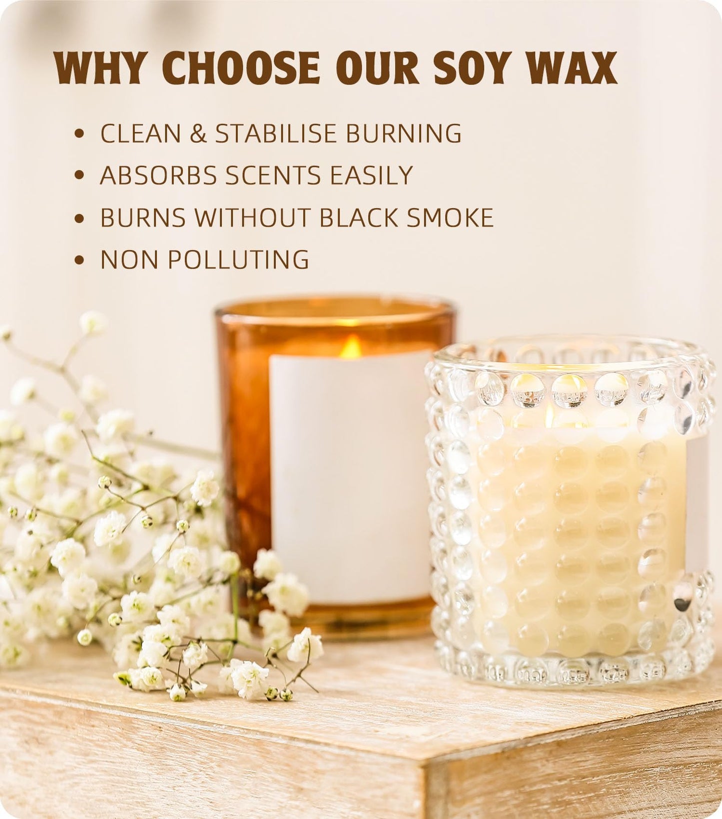 Soy wax flakes for candles 10kg, BOYUJK Premium Natural Candle Wax, 100% soy wax for candle making from organic farming, no additives, safe and pure.