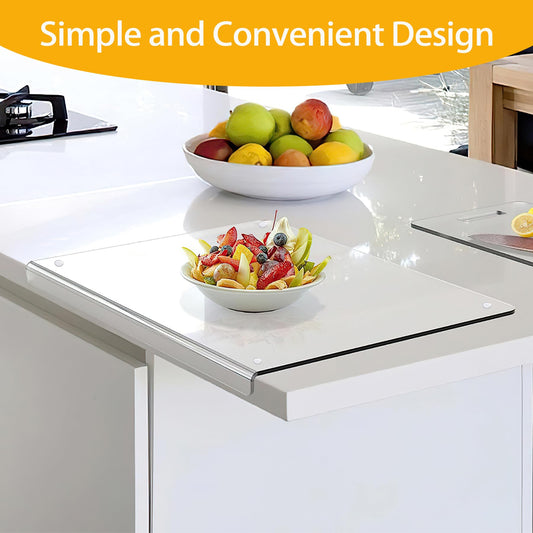 Acrylic cutting board, 5mm acrylic cutting board with stop edge, 45cm x 40cm clear cutting board for kitchen countertop, non-slip transparent acrylic cutting board with lip.