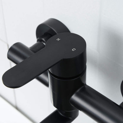 HomeLava 360° Rotatable Kitchen Faucet Wall Mount Mixer Tap One Handle 304 Stainless Steel Black with 180mm Spout.