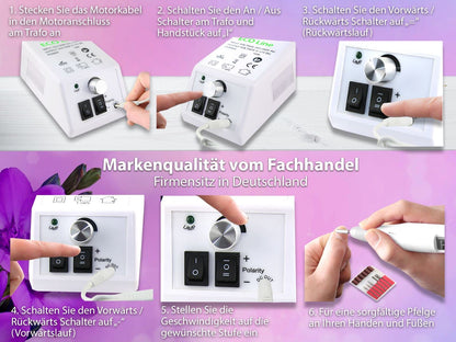 InstrumentsNRW Foot care device Callus remover Special foot care set for milling pedicure as a set with diamond grinder and sanding caps