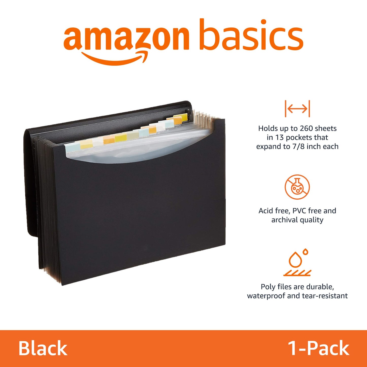 Amazon Basics A4 Document Folder, Black & OFFICE PRODUCTS Brochure Sleeves /100 pieces/Din A4