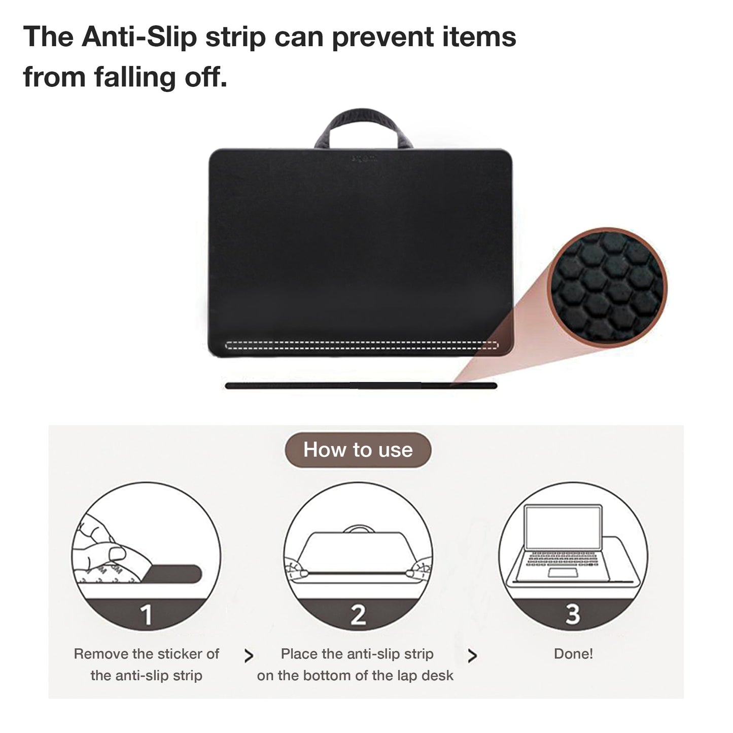 Ergonomic laptop lap cushion, home office cushion tray with pillow, laptop table for bed/couch/sofa, laptop pad for up to 15.6 inch notebook, tablet, 37 x 26.5 x 5 cm (Medium, Black)