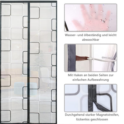 Thermal curtain 90x200cm, magnetic thermal curtain for doors, cold protection and heat retention in winter, ideal for use with air conditioning in summer, easy adhesive installation without drilling.