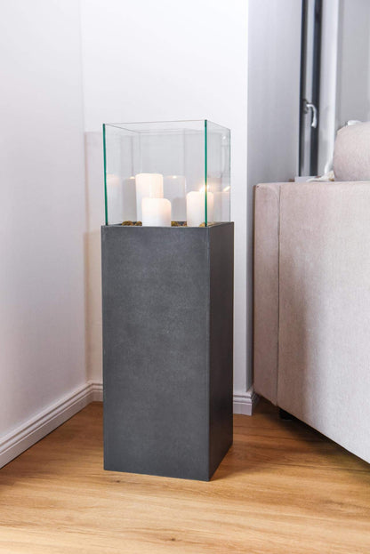 VIVANNO windlight column candle holder decorative lantern Candela concrete look anthracite 80 cm high