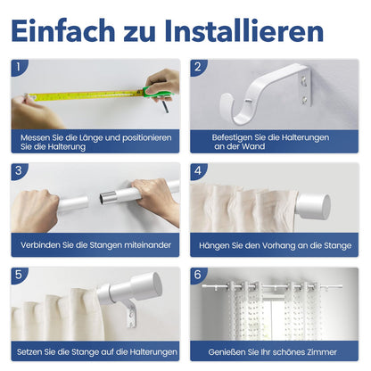 White curtain rod 76-152 cm adjustable curtain rod 19 mm diameter for bedroom, living room, or kitchen by GEEBOBO.