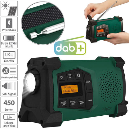 infactory Dynamo Radio: Mobile hand crank radio with DAB+, EWF function, solar panel, LED, USB (radio with hand crank, DAB solar radio, speaker iPad)