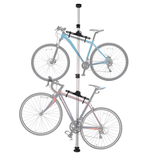 Wiltec telescopic bike rack for 2 bikes each 20kg 160-340cm, compact bike stand, adjustable hanging system with 360° support arms.