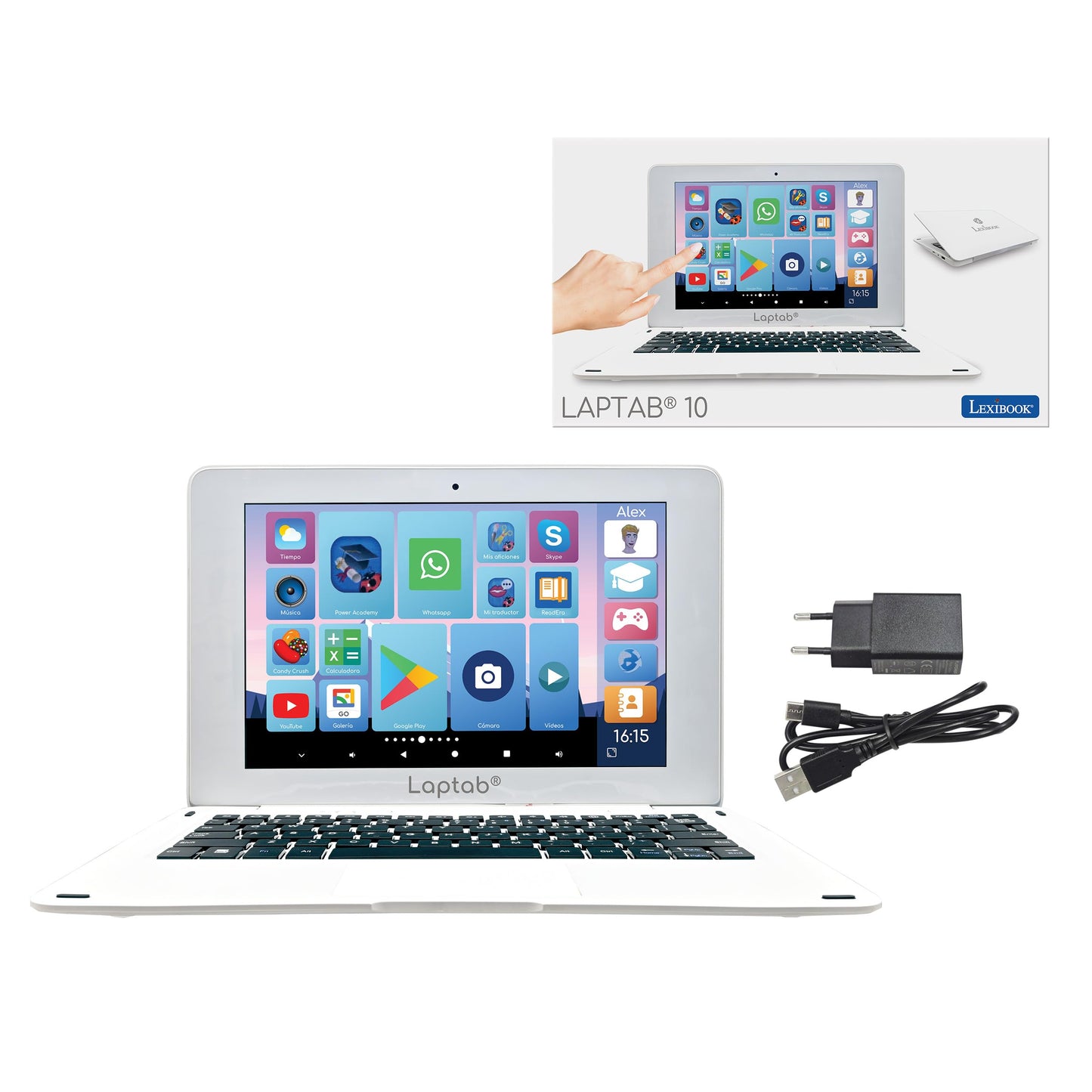 LEXIBOOK LAPTAB 10 laptop with touchscreen, designed for the whole family, educational and fun content, powered by Android, parental control, ultra-thin and lightweight (LT10ES).
