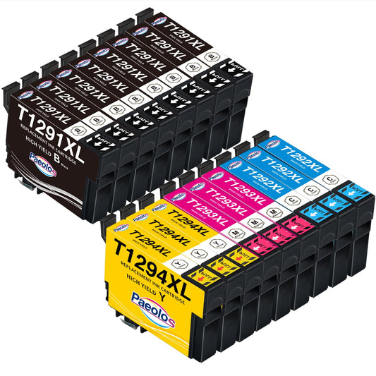 Paeolos T1295 Multipack Compatible for Epson WF 3520 Printer Ink Cartridges WF 3540 Ink Cartridge for Epson T1291 T1292 T1293 T1294 WF-7525 WF-7515 Stylus SX235W SX425W SX445W SX535WD Stylus Office BX635FWD