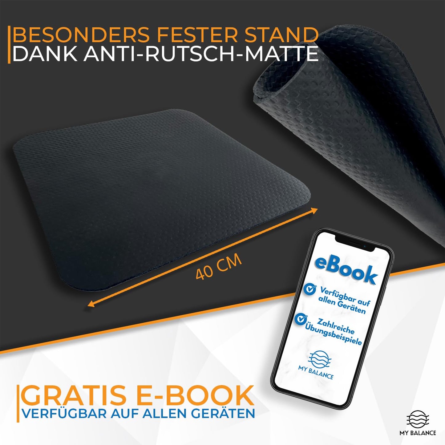 My Balance Premium Balance Board including non-slip mat I High-quality wobble board with E-Book I Strengthens your balance I Balance Board for improved fitness.