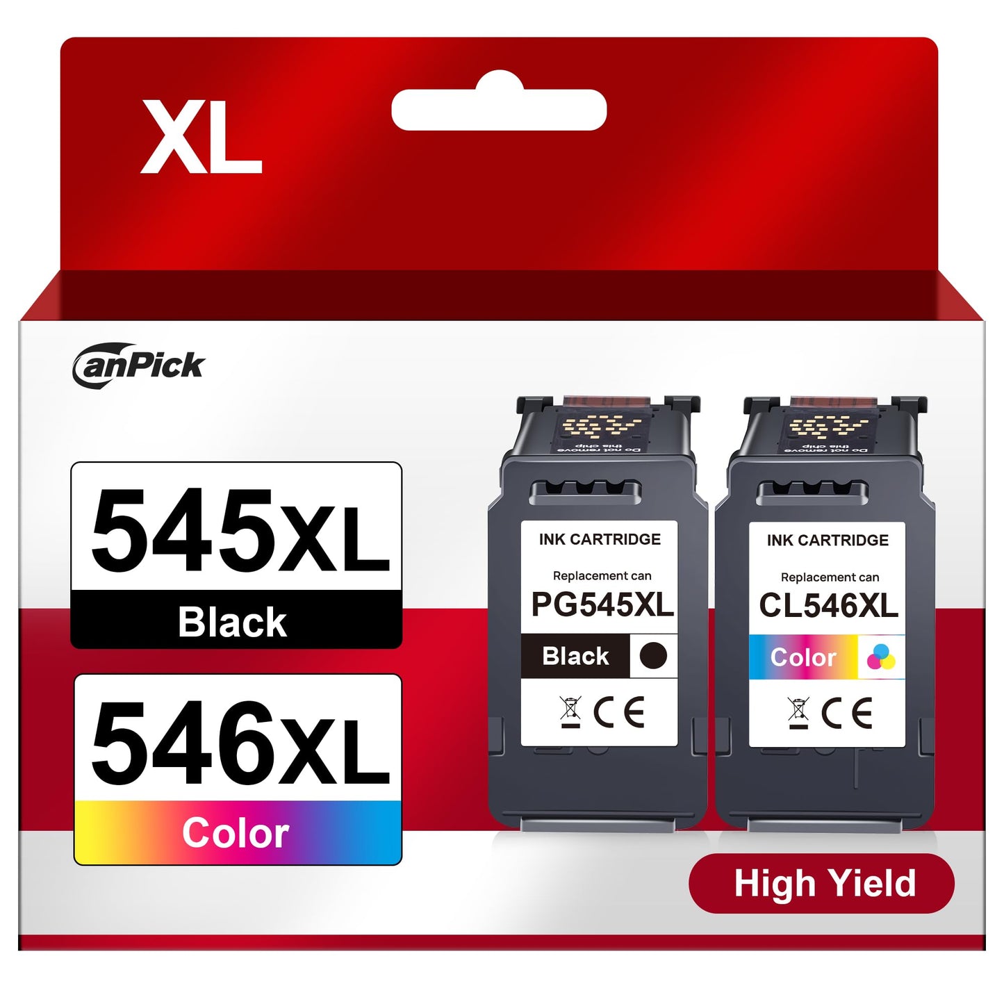 CanPick PG-545 CL-546 XL PG-545XL CL-546XL Multipack Replacement for Canon printer cartridge 545 546 XL for Pixma MX495 TR4550 TR4551 MG2550s MG2555s TS3150 TS3151 TS3350 MG3050 MG3051 (1 black 1 color)