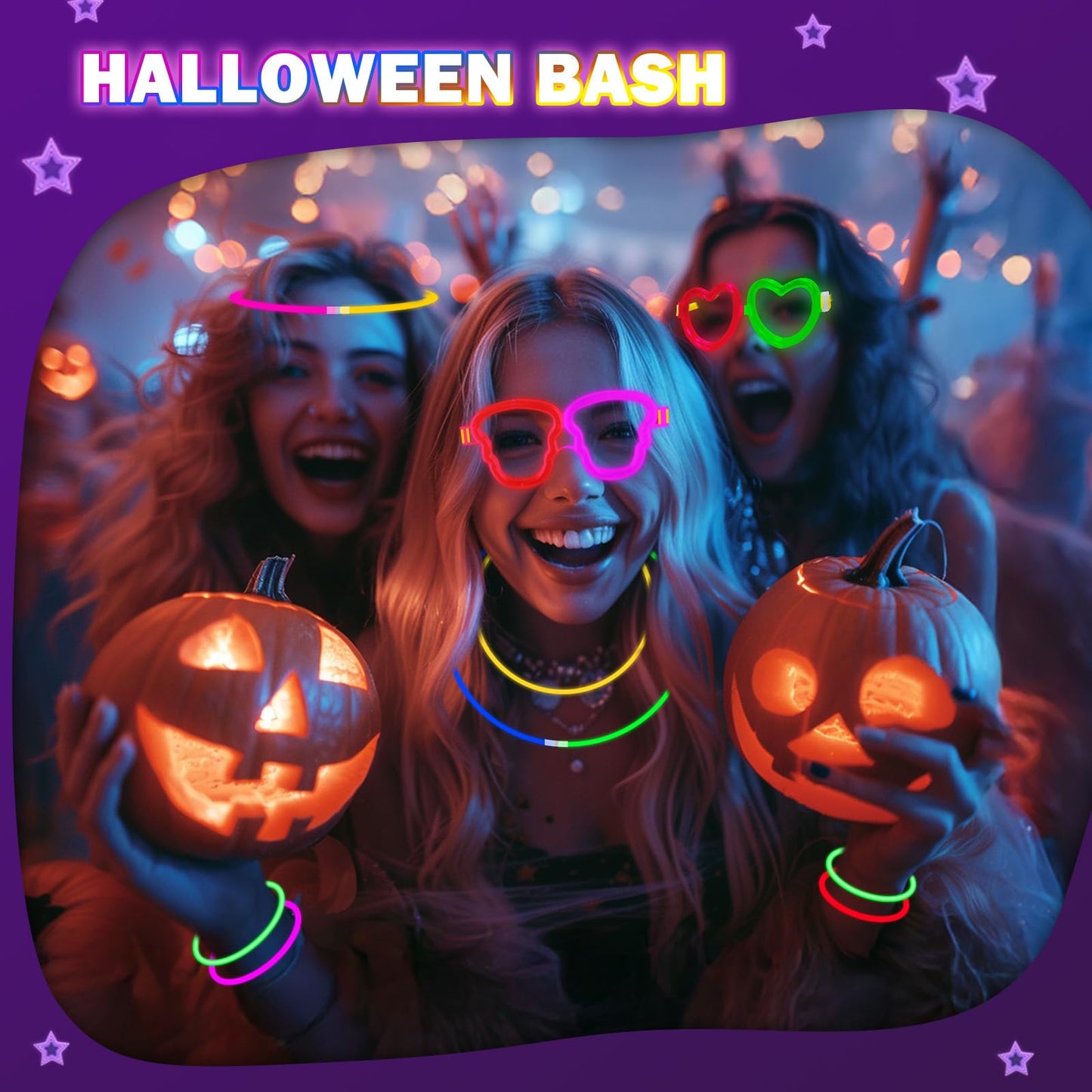 Millegu Glow Sticks Party Set, 200 glow sticks 252 connectors, neon glow stick necklaces and glow glasses for kids, decorations for festivals weddings Christmas party New Year's Eve decor 2025