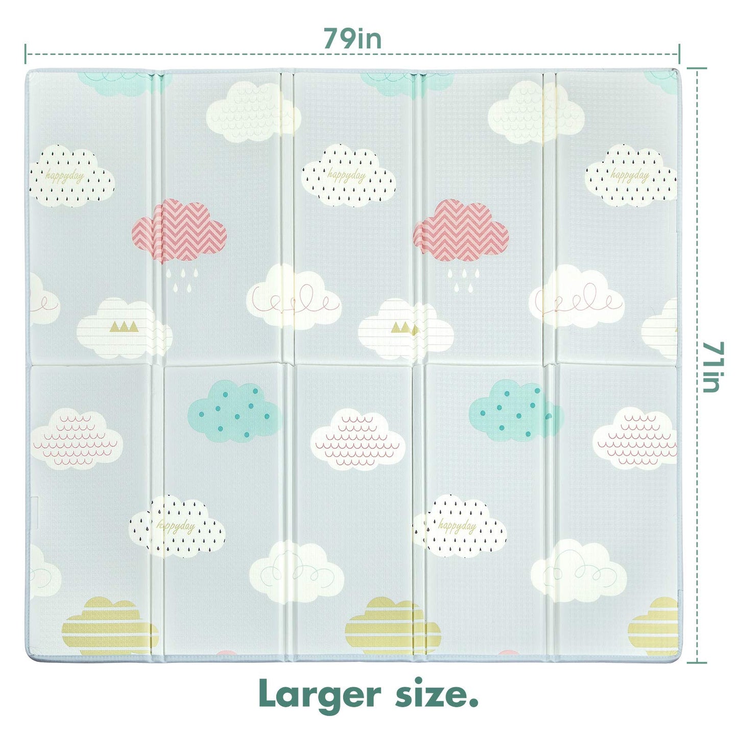 Uanlauo Baby Foldable Play Mat, 1.5cm Thick Crawling Blanket for Baby, Non-Toxic Baby Crawling Mat, Children's Play Mat Reinforced Edge Mat