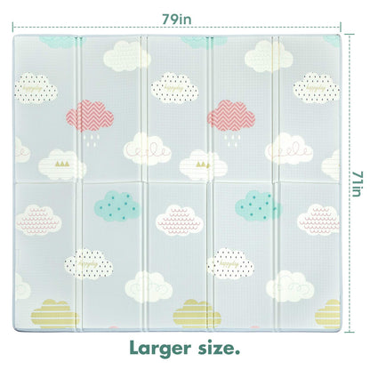 Uanlauo Baby Foldable Play Mat, 1.5cm Thick Crawling Blanket for Baby, Non-Toxic Baby Crawling Mat, Children's Play Mat Reinforced Edge Mat