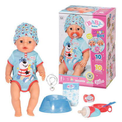 BABY born Magic Boy, baby doll with 10 functions for children aged 3 and up, no battery required, 43cm tall, 827963 Zapf Creation