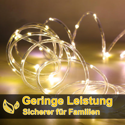 Cecaylie LED light tube outdoor indoor, 40M 960 LEDs warm white light tube with timer and 8 modes waterproof string lights outdoor and indoor, for party wedding Christmas decoration