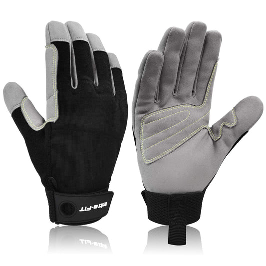 Intra-FIT climbing gloves with synthetic leather construction provide abrasion protection for rappelling, mountaineering, adventure, outdoor sports, and rescue.