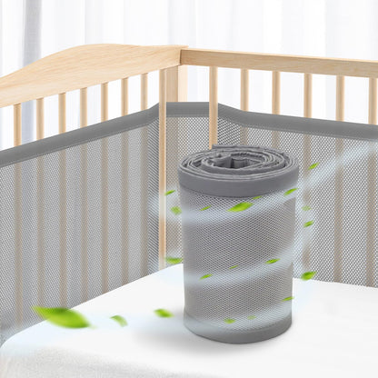 WYSWYG® Baby Nest Bumper Bed Bumper Baby Bed Bumpers 70x140 cm Crib - High Quality Mesh Breathable Bedside Crib - Rail Guard Crib Protection from Pinching - Gray